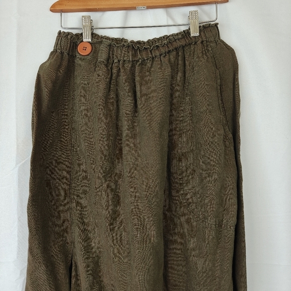 VTG FLAX by Jeanne Engelhart Linen Maxi Slit Skirt Ruddy Brown Medium - Picture 4 of 9